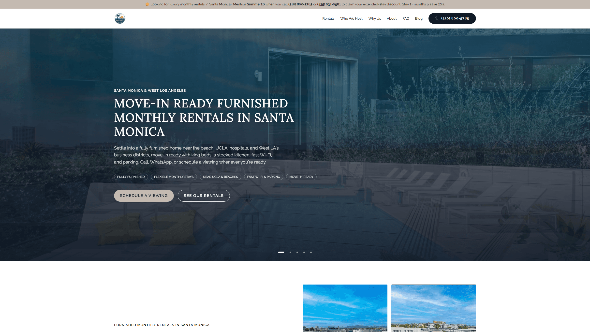 Santa Monica Monthly Furnished Rentals website